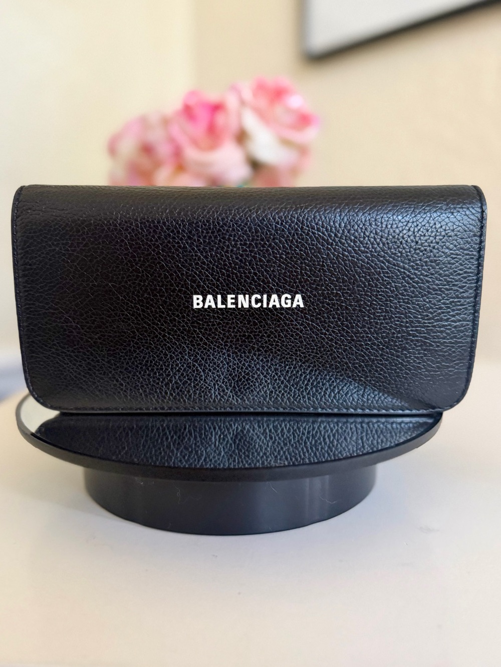 Balenciaga Cash Long Bifold Wallet Black Logo Clutch Grained Calfskin Leather - Picture 4 of 16